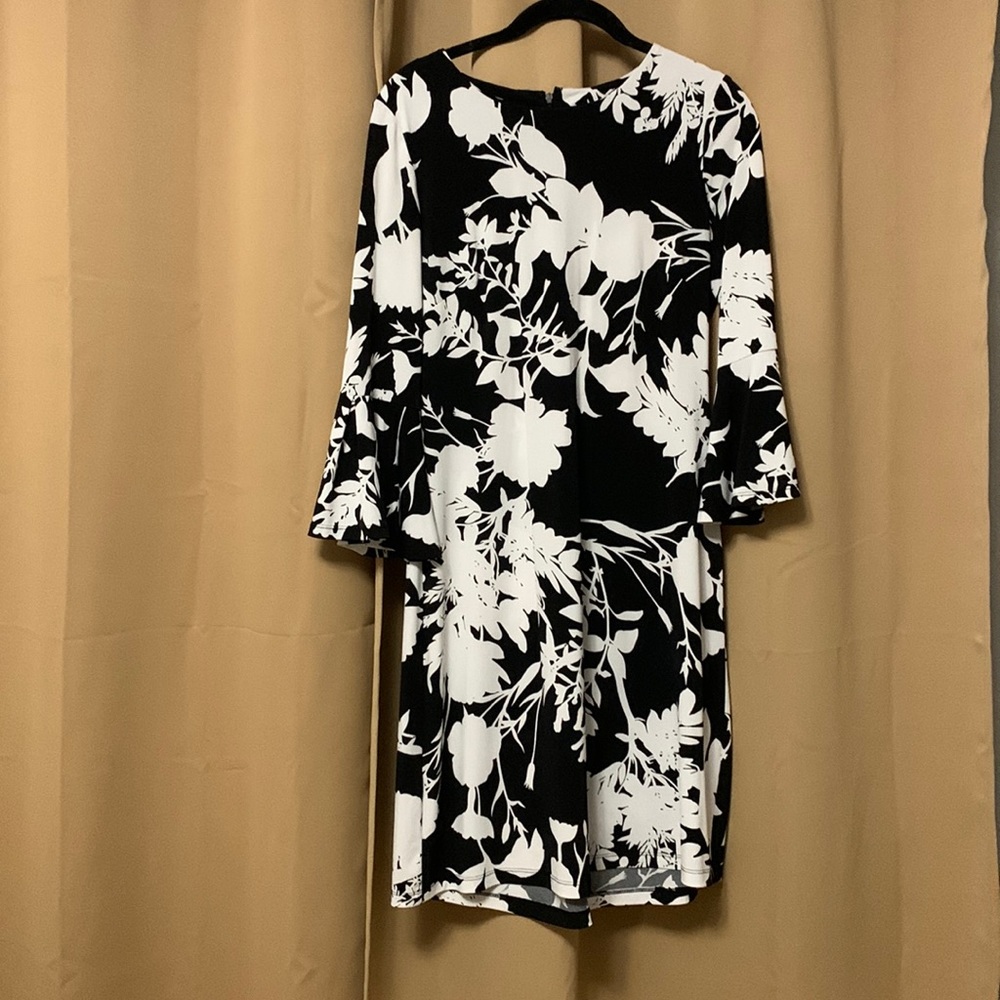 Black and white floral chaps dress